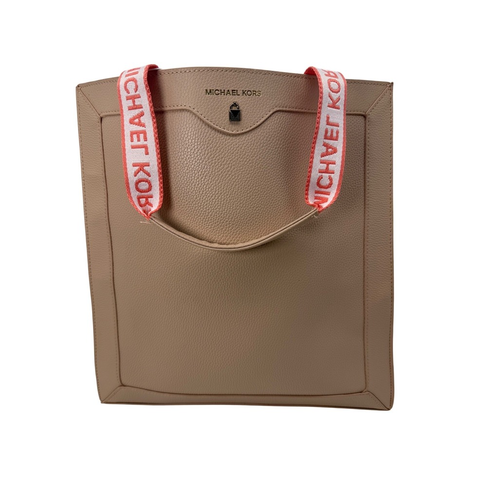 Michael Kors Large Faux Leather Square Tote Light Baby Blush Pink Bag Purse